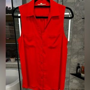 Brilliant orange button down sleeveless top